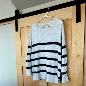 Black and White Striped Sweater LOFT by Ann Taylor Size Large